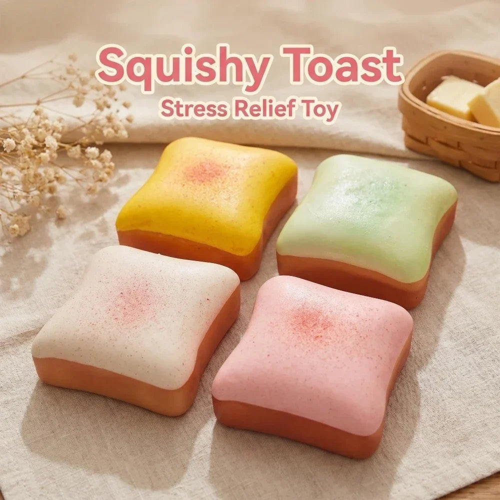 Simulation Butter Toast Bread Squishy Toys for Stress Relief Soft Slow-Rise Anti-Anxiety Sensory Fidget Toys for Adults ADHD