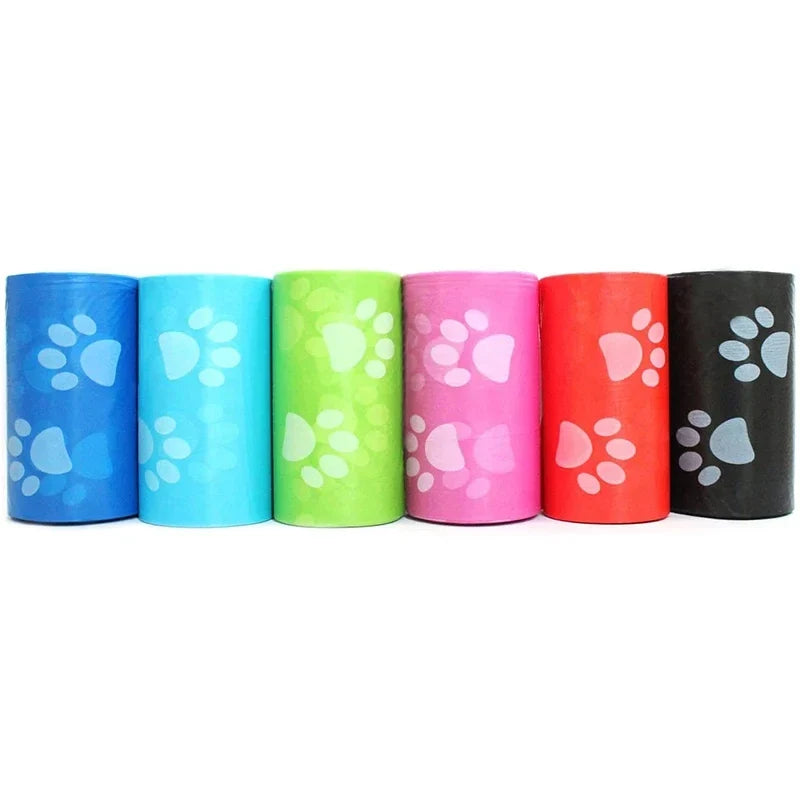 Random Color Cartoon Paw Graphic Dog Poop Bags Pet Poop Bags Leak-Proof Dog Waste Bags For Pet Supplies