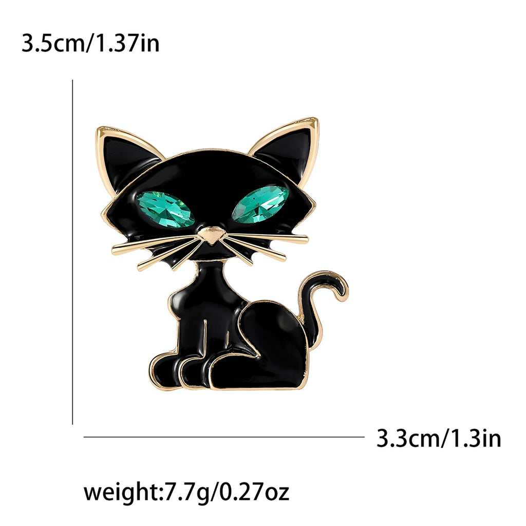 Classic Rhinestone Cat Brooches for Women Unisex Enamel Animal Pins Banquet Party Backpack Gifts Jewelry Accessories
