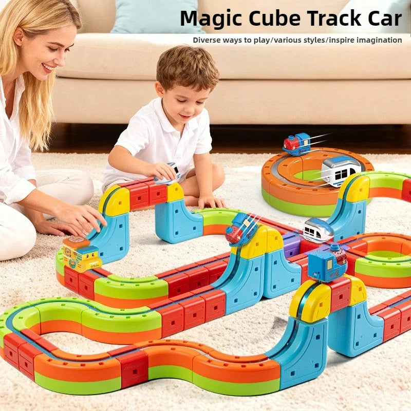 DIY Assemble Magnetic Track Train Toys for Kids Electronic Magical Rail Car Construction Children Educational Toy Christmas Gift