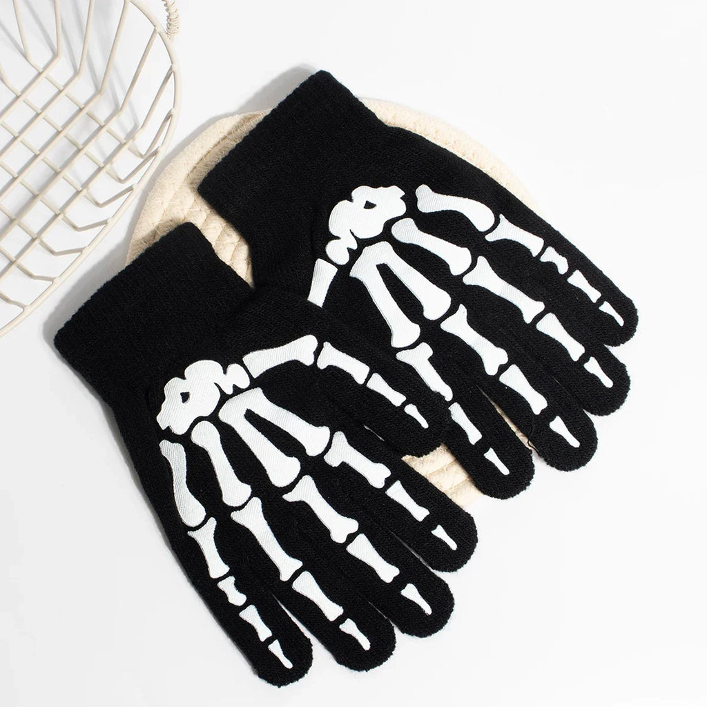 Unisex Knitted Gloves Half/Full Finger Autumn Winter Gloves Halloween Decorative Gloves