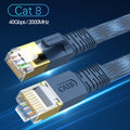 CAT 8 Flat Network Internet Cable 40Gbps 2000MHz Round RJ45 Nylon Braided LAN Cable Patch Cord for Modem Router PC PS4/5/6 Xbox