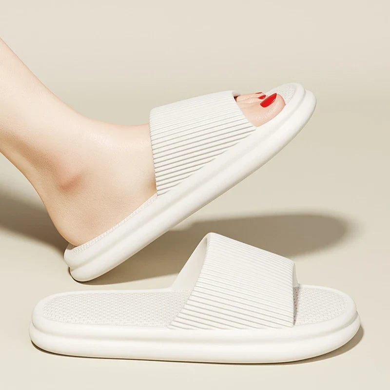Women Summer Concise EVA Slippers Men Soft Home Slides Couples Bathroom Non-slip Sandals Adults Comfortable Outdoor Beach Shoes