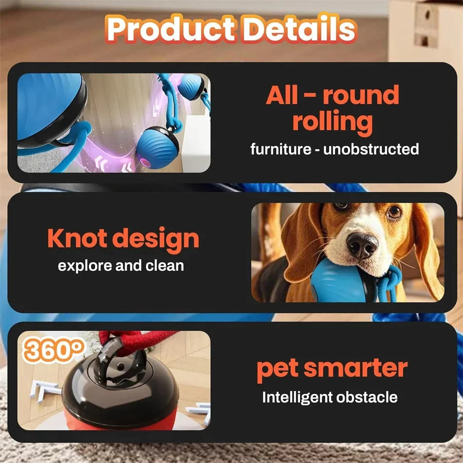 Intelligent Dog Toy Ball Electronic Interactive Cat Toy Usb Automatic Moving Bouncing Ball For Large Medium Dog Holiday Pet Gift