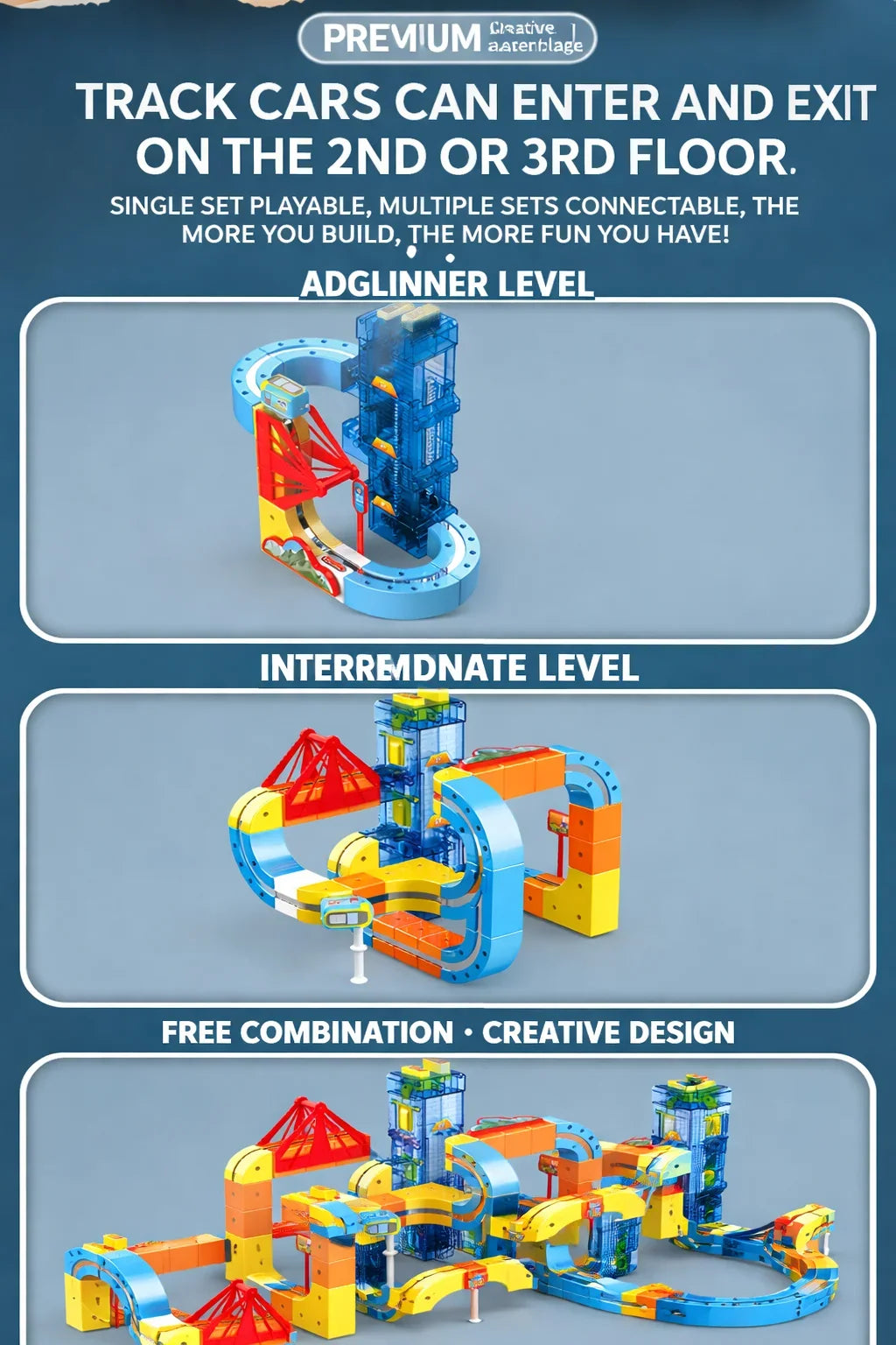 Lifting Style Magnetic Track Car Anti-Gravity Toy Assembly Lift Elevator DIY New Suspension Rail Train Educational Toys For Kids
