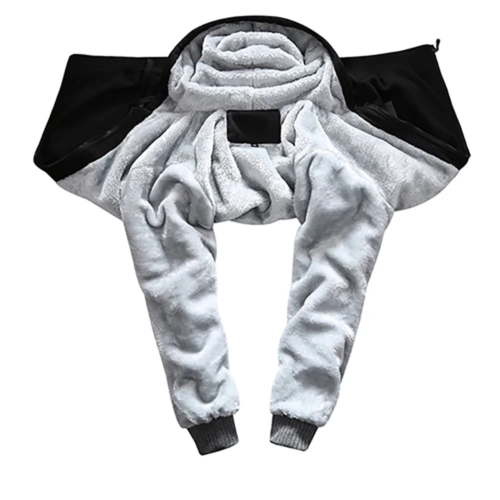 Winter Jacket Men Warm Coat Thick Fleece Male Zipper Hooded Jackets Casual Hooded Sportswear Outerwear Long Sleeves Sports Hoody