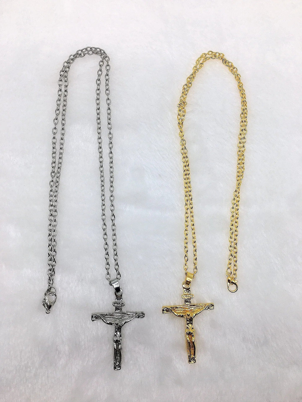 Fashion Crucifix Jesus Christ Men Jewelry Gold Brown Silver Color Metal Cross Pendant With Neck Chain Necklaces For Women