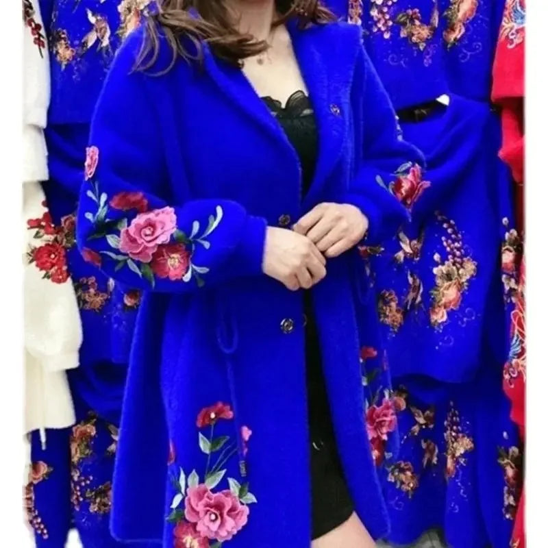 Autumn Winter New 2026 Women Imitation Mink Velvet Jacket Middle Aged Mother Hooded Loose Casual Warm Knitted  Cardigan Female
