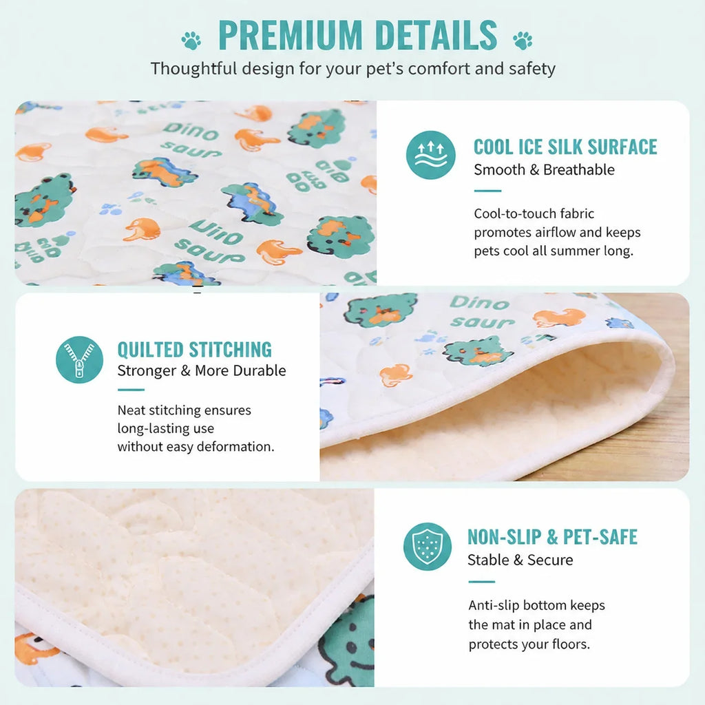 Pet Cooling Mat Ice Silk Latex Dog Cat Cooling Bed Summer Breathable Non-Slip Washable Pet Pad Cold Sleeping Beds Mats Supplies