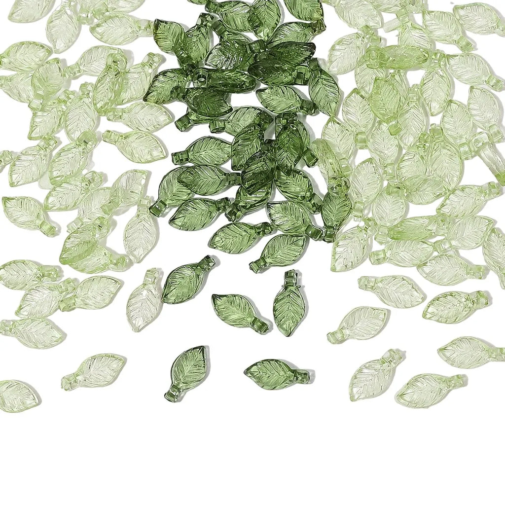 100pcs Acrylic Mini Small Tree Leaf Hand Beaded DIY Handmade Necklace Earrings Loose Bead Separated Bead Jewelry Accessory Mater