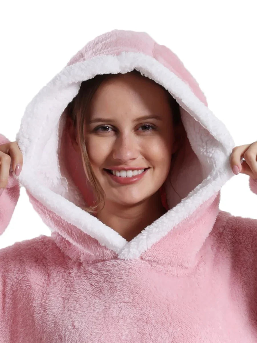 Women Plush Fleece Blanket Men Warm Thick Hoodies Adult Giant TV Blanlets with Sleeves Super Long Cold-proof Homewear Pajamas