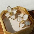 Gold Color Metal Flower Shape Green Epoxy Earrings Stud For Women Milky Color Enamel Girl Cute Post Earrings Ins Fashion Jewelry