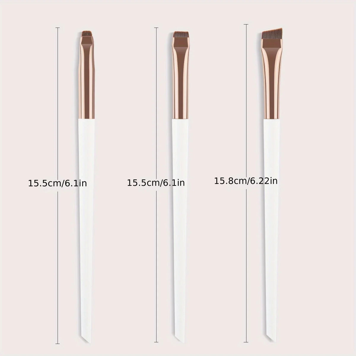 3pcs Professional Makeup Brush - Precision Eyebrow, Eyeliner, Powder Application - with Nylon Bristles - for Natural Definition