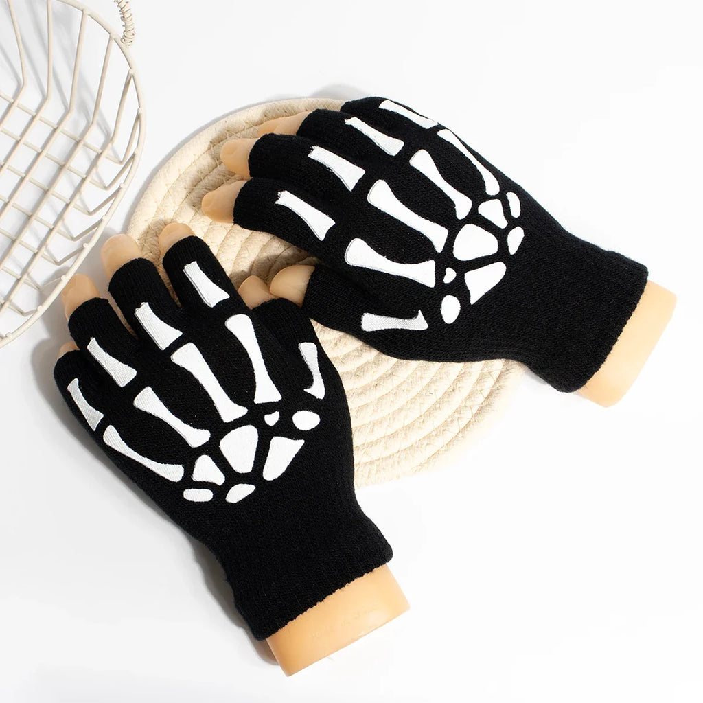 Unisex Knitted Gloves Half/Full Finger Autumn Winter Gloves Halloween Decorative Gloves