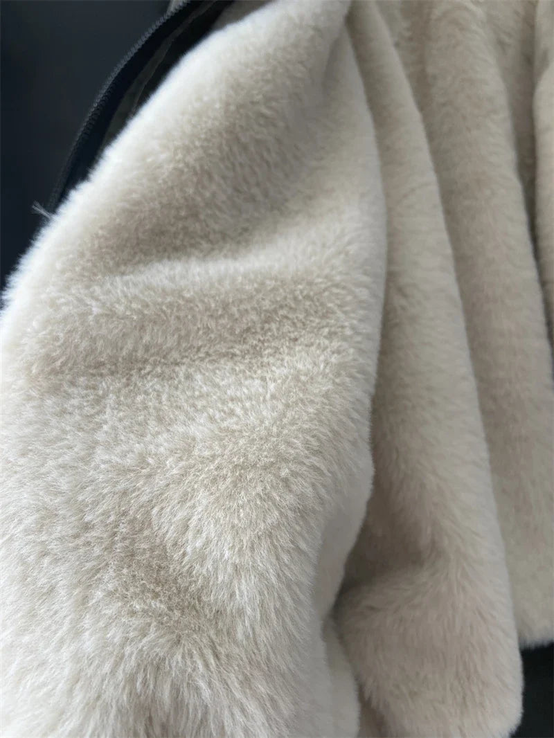 ZAROY Fur Collar Hooded Parkas Y2k Harajuku Thicken Padded Jackets Casual Zipper Gothic Women&Men Winter Coats Streetwear кур