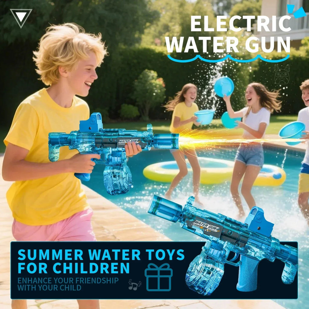 Simulated Firing and Recoil Electric Water Gun Toys Children Automatic Sensor Lights Water Pistol Summer Outdoor Beach Kids Toy