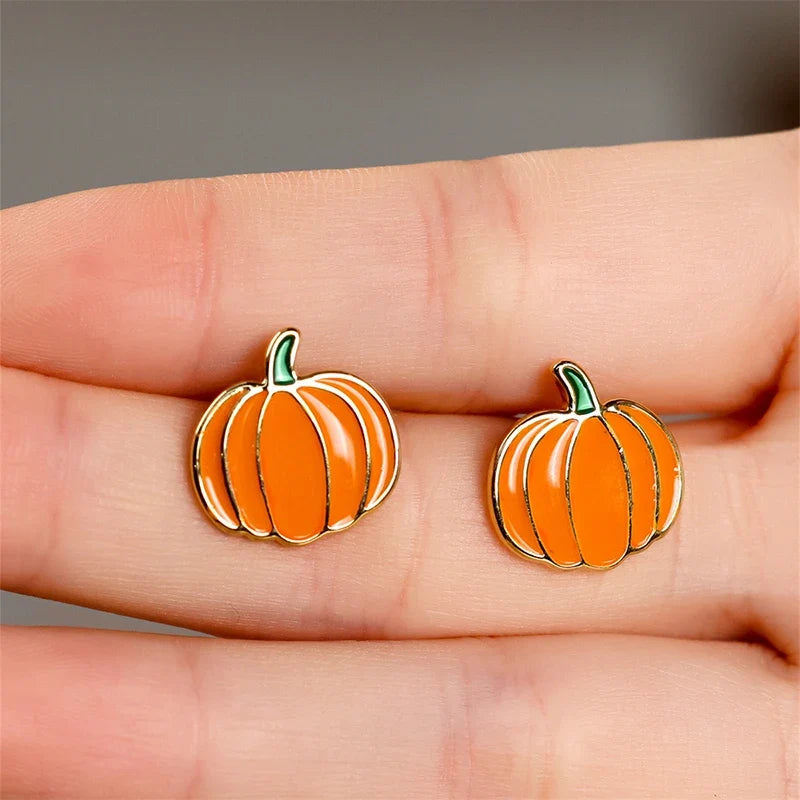 Huitan Newly Designed Pumpkin Stud Earrings Fancy Lady Ear Earrings Daily Wear Party Chic Accessories Fashion Jewelry for Women