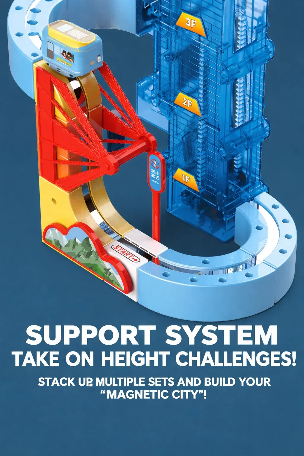 Lifting Style Magnetic Track Car Anti-Gravity Toy Assembly Lift Elevator DIY New Suspension Rail Train Educational Toys For Kids