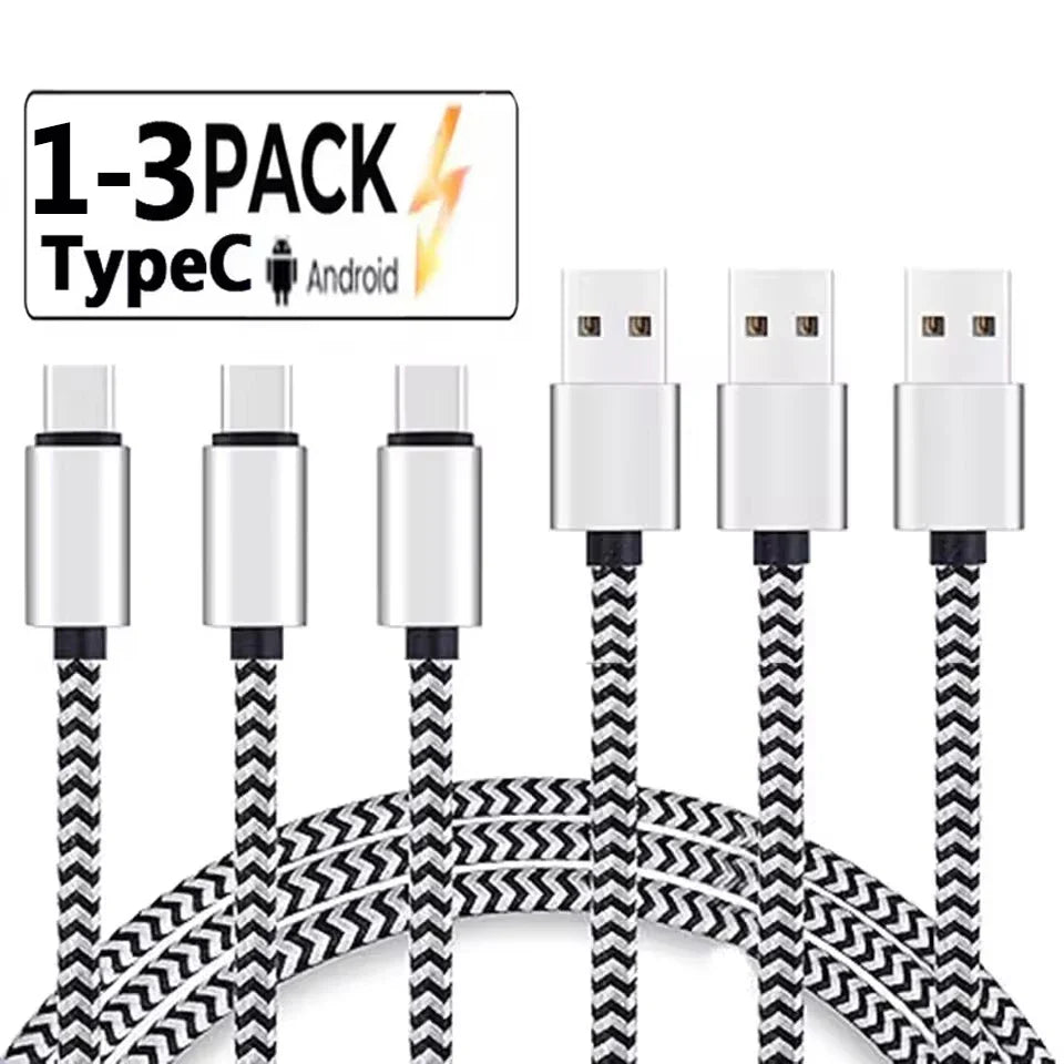 USB Type C Cable 2.4A Fast Charging Battery Charger Wire Woven Nylon Data Cable Mobile Phone Charger For Huawei Samsung USB C