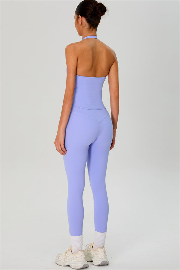The Solid Halter Tank Top Leggings 2-Piece Set
