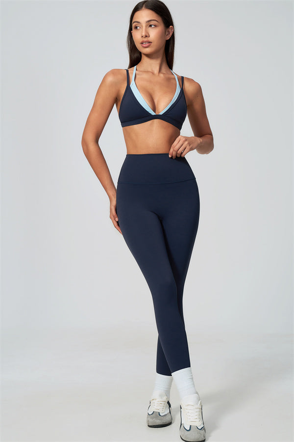 The Seraphine Layered V Sports Bra Leggings 2-Piece Set