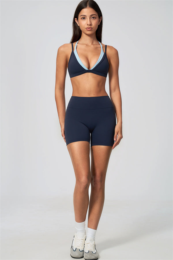The Seraphine Layered V Sports Bra Shorts 2-Piece Set