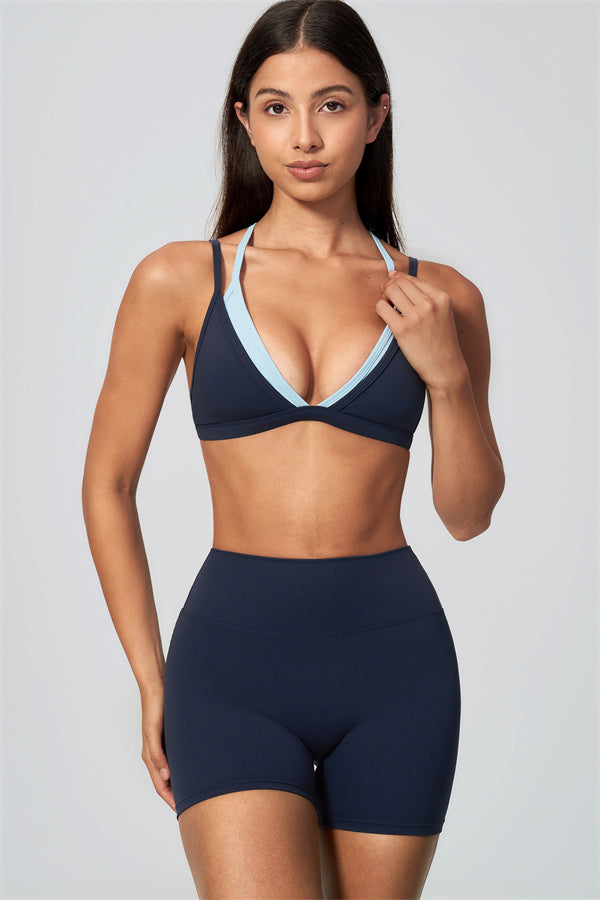 The Seraphine Layered V Sports Bra Shorts 2-Piece Set