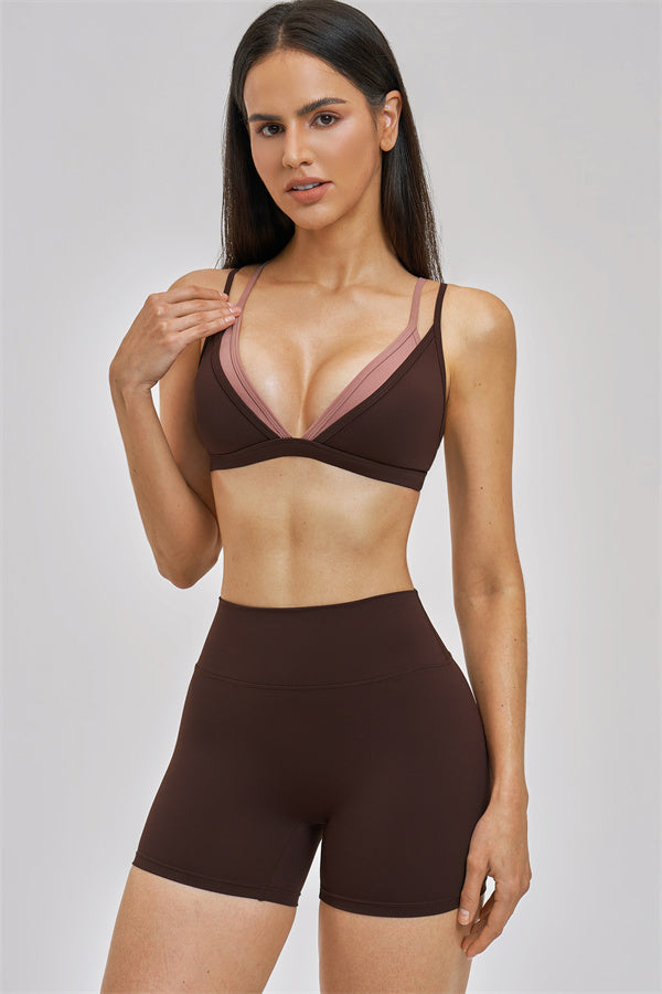 The Seraphine Layered V Sports Bra Shorts 2-Piece Set