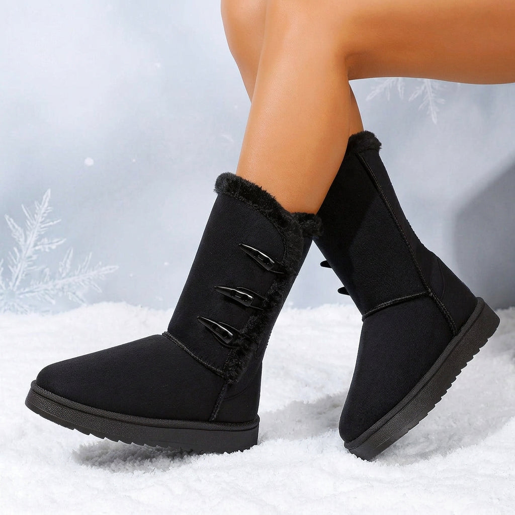 Women's Plush-Trim Round-Toe Flat Tall Winter Boots