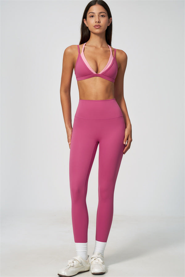 The Seraphine Layered V Sports Bra Leggings 2-Piece Set