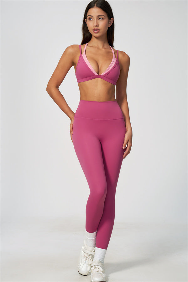 The Seraphine Layered V Sports Bra Leggings 2-Piece Set