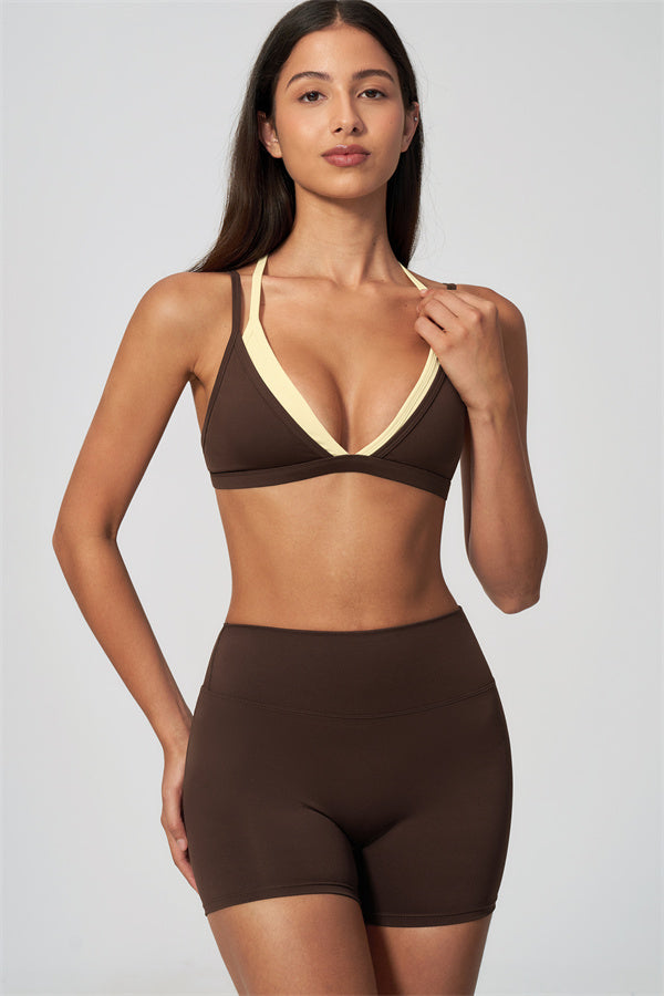 The Seraphine Layered V Sports Bra Shorts 2-Piece Set
