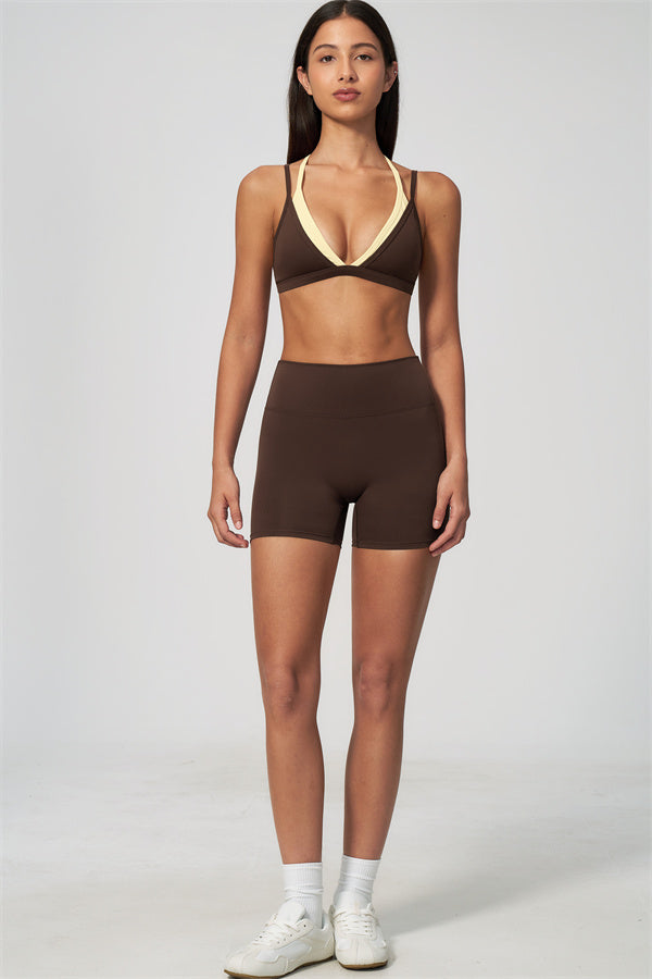 The Seraphine Layered V Sports Bra Shorts 2-Piece Set