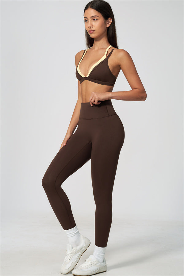 The Seraphine Layered V Sports Bra Leggings 2-Piece Set