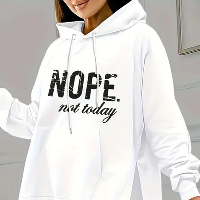 Casual 2-Piece Set Solid Color Leggings & Letter Print Hooded Sweatshirt