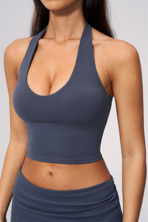 The Twirl Wide Strap Halter Crop Top Capri Leggings 2-Piece Set