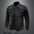 Retro Slim Fit Denim Jacket with Corduroy Collar