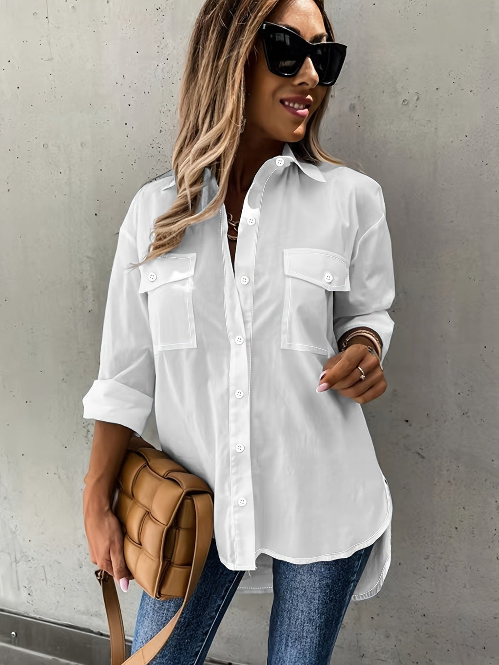 Women’s Casual Long Sleeve Shirt with Pocket