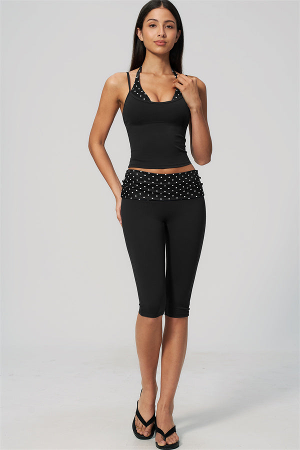 The Enliven Halter Tank Top Capri Leggings 2-Piece Set
