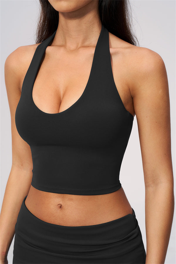 The Twirl Wide Strap Halter Crop Top Capri Leggings 2-Piece Set