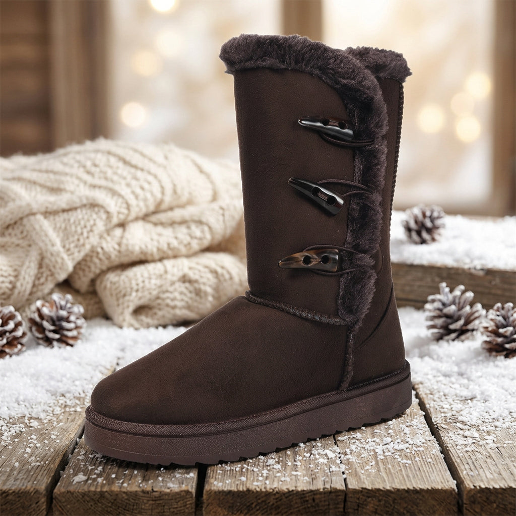 Women's Plush-Trim Round-Toe Flat Tall Winter Boots