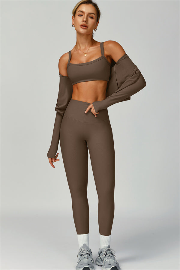 The Burst Jacket Sports Bra Leggings 3-Piece Set
