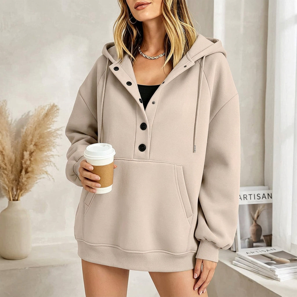 Women's Loose-Fit Pullover Hoodie with Pockets