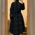 Korean Style Thick Black Cotton-padded Parka Jacket