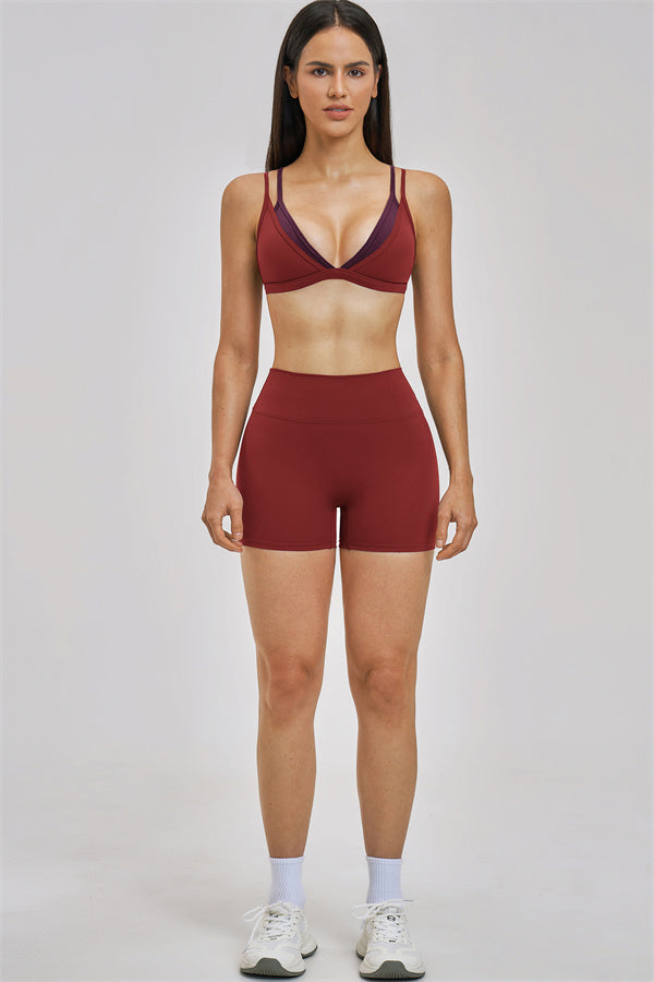 The Seraphine Layered V Sports Bra Shorts 2-Piece Set