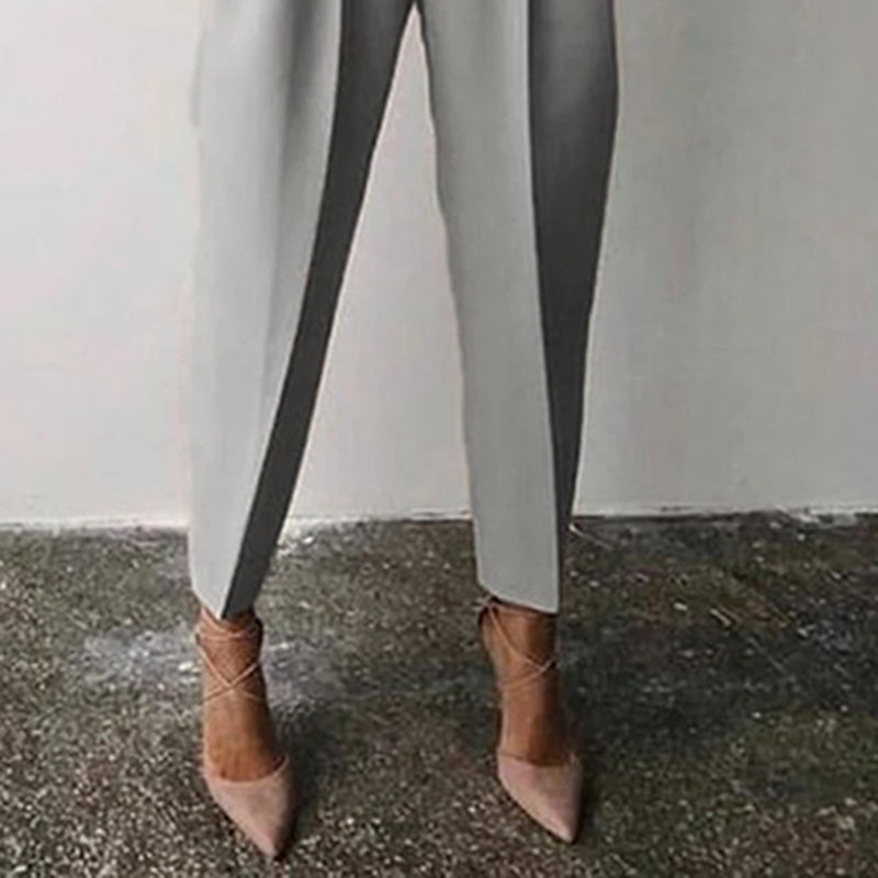 Women’s Solid Color 2-Piece Set – Long Sleeve Top & Pleated Pants Loungewear