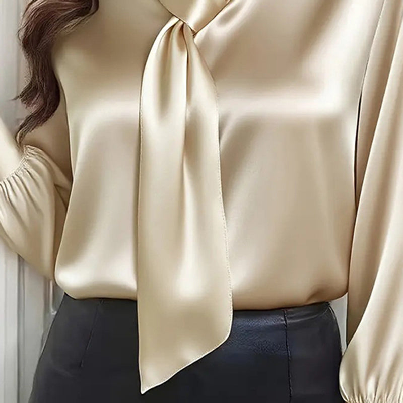 Women's Ribbon Detail Blouse, Lightweight Business Casual Shirt