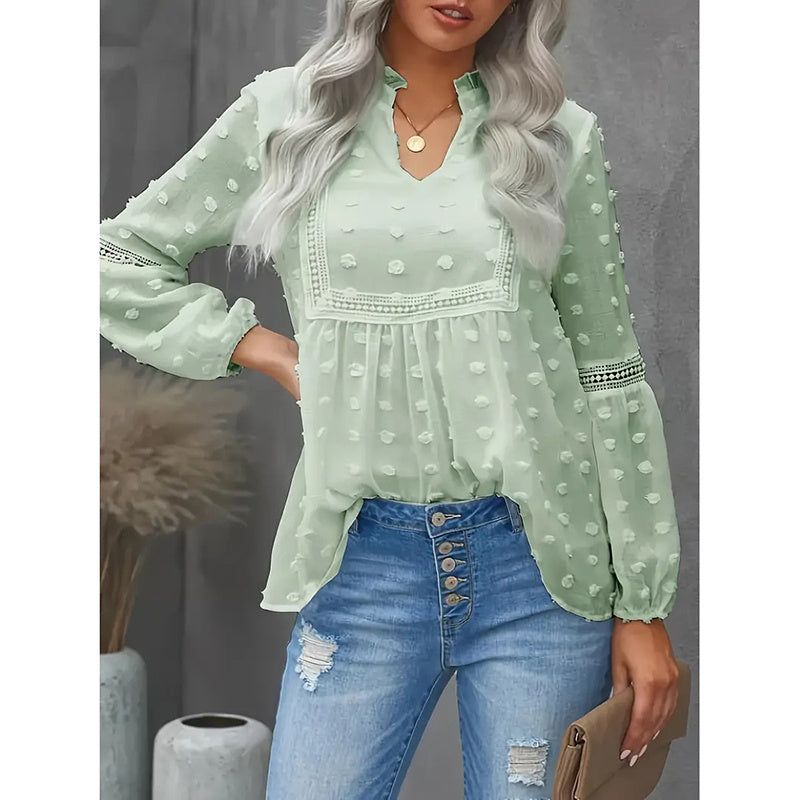 Women’s Long‑Sleeve V‑Neck Business Casual Blouse