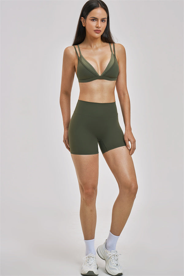 The Seraphine Layered V Sports Bra Shorts 2-Piece Set