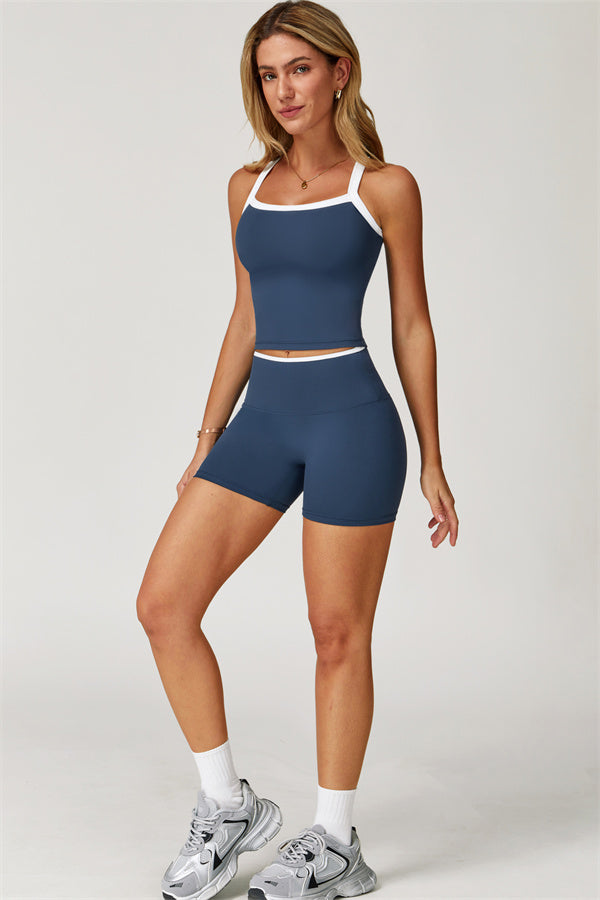 The Quest Cross Back Crop Top Shorts 2-Piece Set